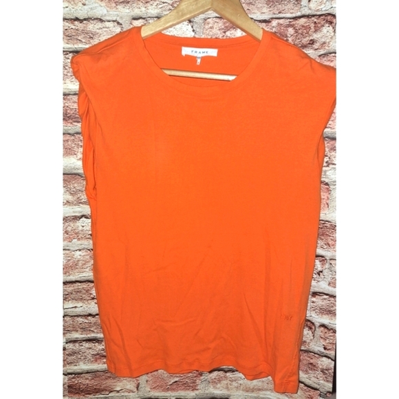 FRAME Rolled Muscle Shirt in Color Orange Crush 🍊 - Picture 12 of 16
